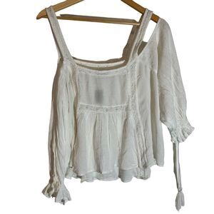 AE Womens White Lace Off Shoulder Baby doll Top Cami  L